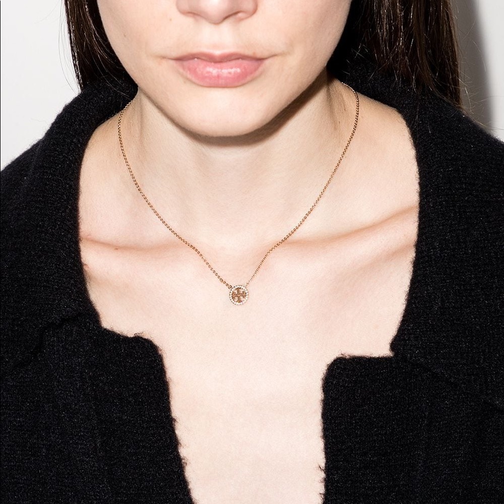 Tory Burch Gold Necklace with Gemstone Pendant